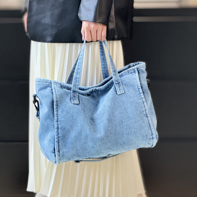Denim underarm bag women's 2025 new fashion large-capacity messenger bag commuter shoulder bag class tote bag