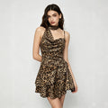 american leopard print halterdressbackless waist ruffle swing sexysexy style petitesslimming look short skirt