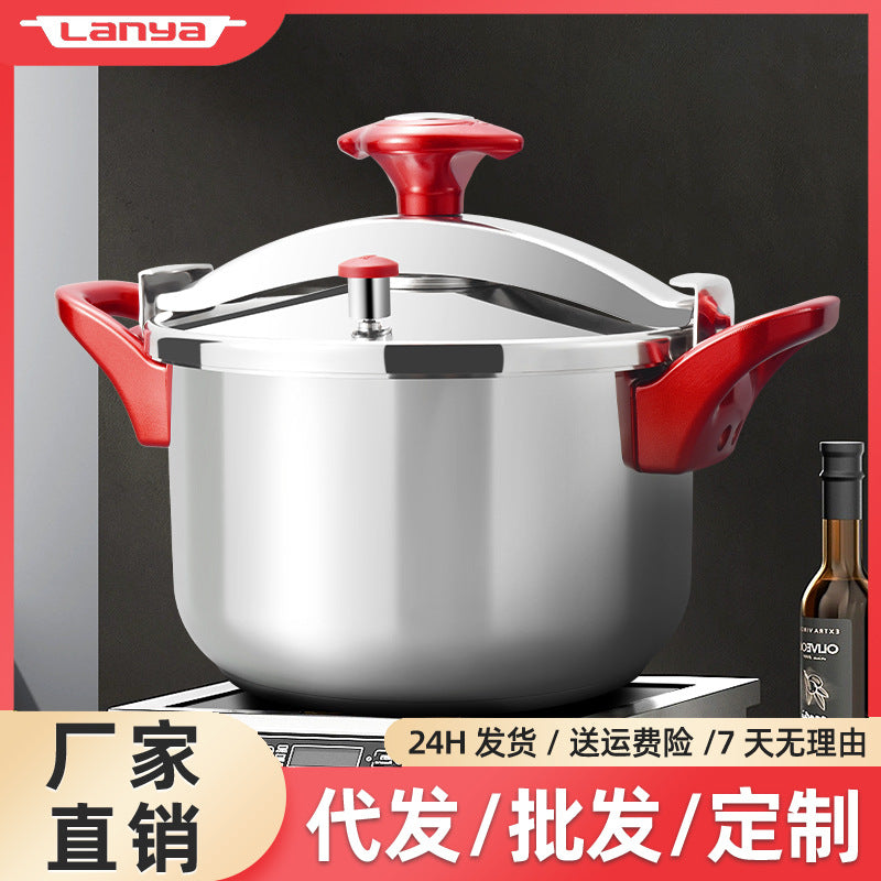 Stainless steel pressure cooker - heavy-duty, explosion-proof, high capacity - suitable for gas stoves and induction cooktops