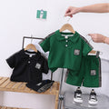 Boys' summer outfit set  new trendy kids polo shirt baby boy casual short sleeve t-shirt shorts two-piece set