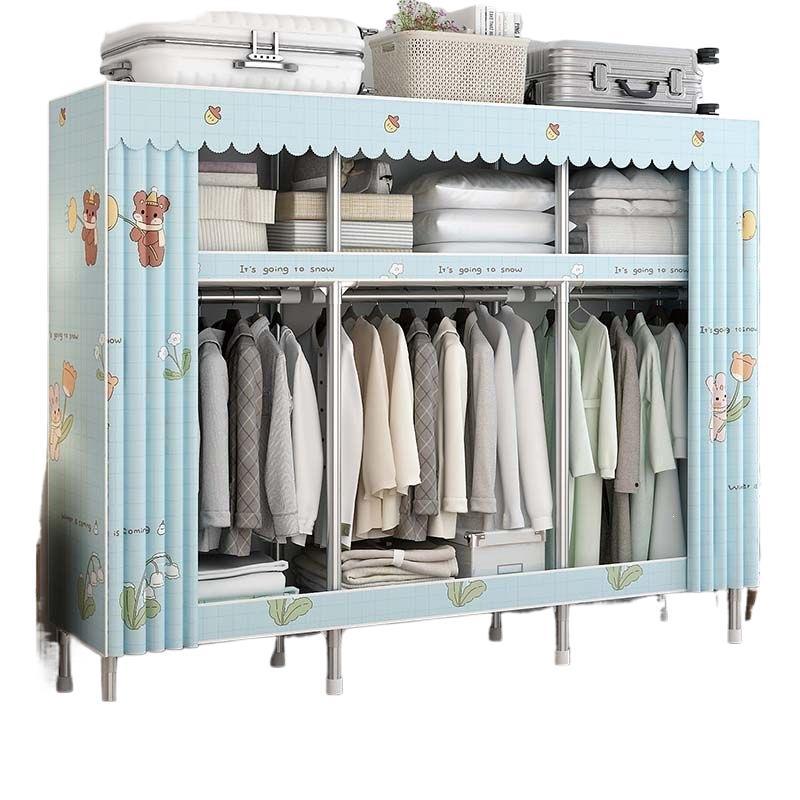 Alloy joint thickened and reinforced simple cloth wardrobe steel pipe for home storage bedroom assembly wardrobe steel frame rental house
