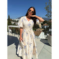 Ebay  fashionnew arrival short-sleeved printing strap large swing dress