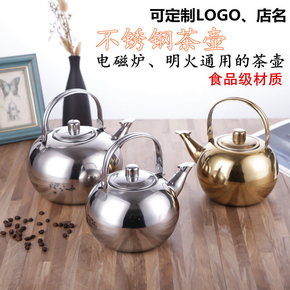 stainless steel teapot restaurant with filter tea kettle commercial water kettle large capacity hotel restaurant water kettle