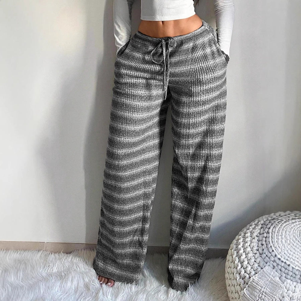 Amazon american retrostripes pantsfall and winterplaid lazy casual pants feel soft and waxy outweardrapedstraight-leg long