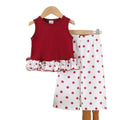 Kids clothing cross-border exclusive for european and american girls new arrival kids red sleeveless tops + whitepants