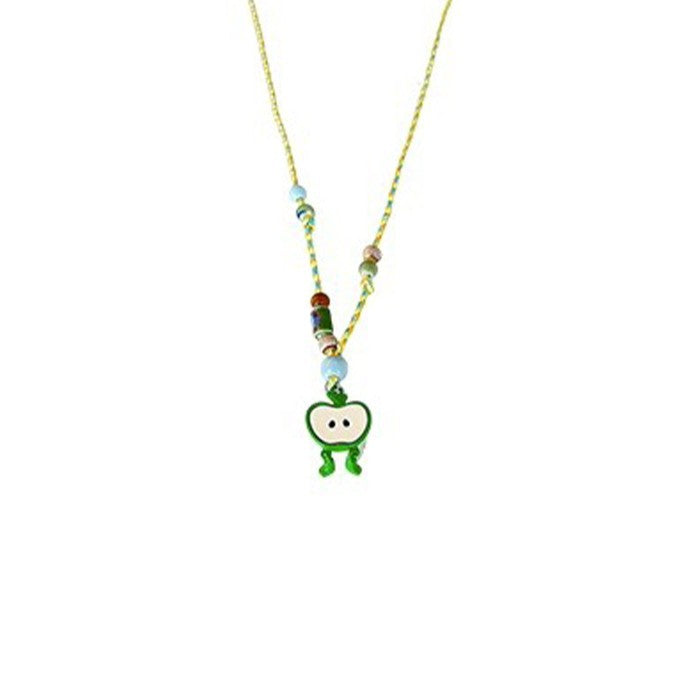 Childlike cute green apple pendant necklace for women niche style unique design sense clavicle chain sweetgirlstylish accessories