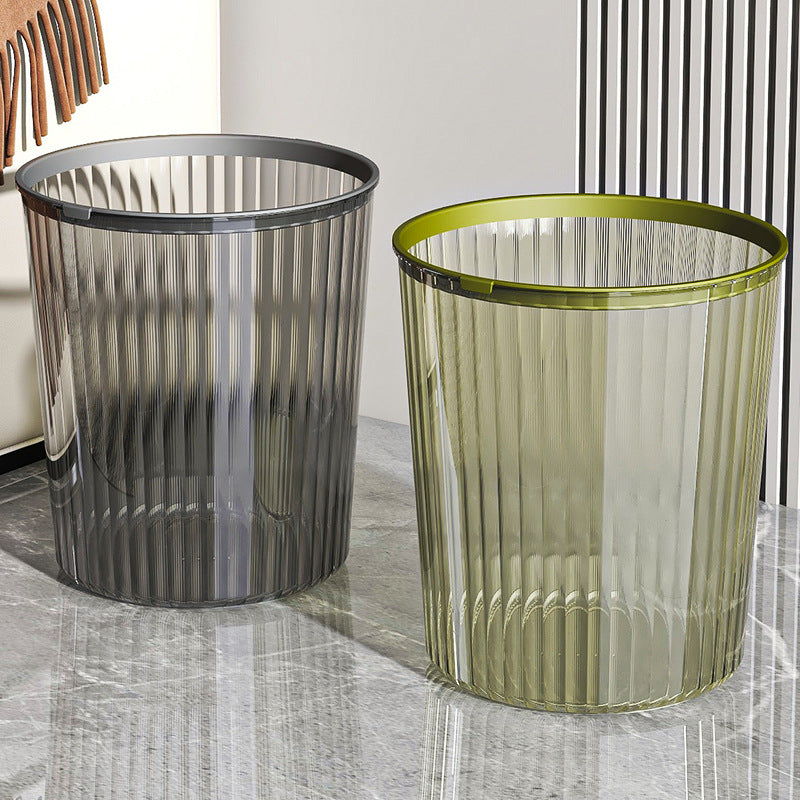 Transparent trash can - large capacity, with pressure ring, for home, living room, modern kitchen, bathroom, bedroom, and office