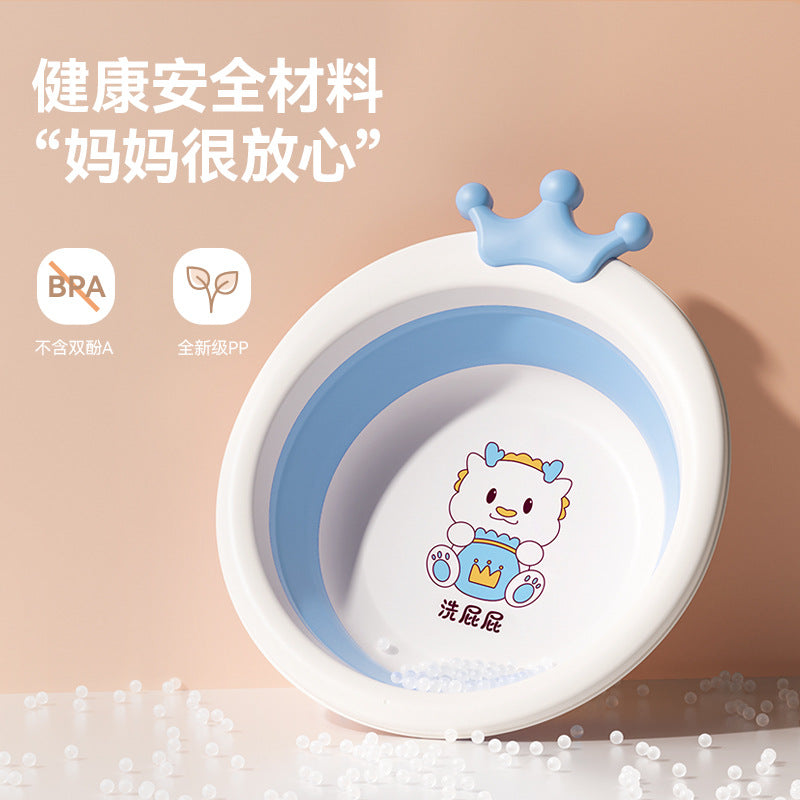 Baby face wash foldable basin - hangable newborn infant bath tub for washing bottoms and feet - baby-specific foldable basin for newborns