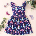 Kids' sleeveless square neck unicorn rainbow dress