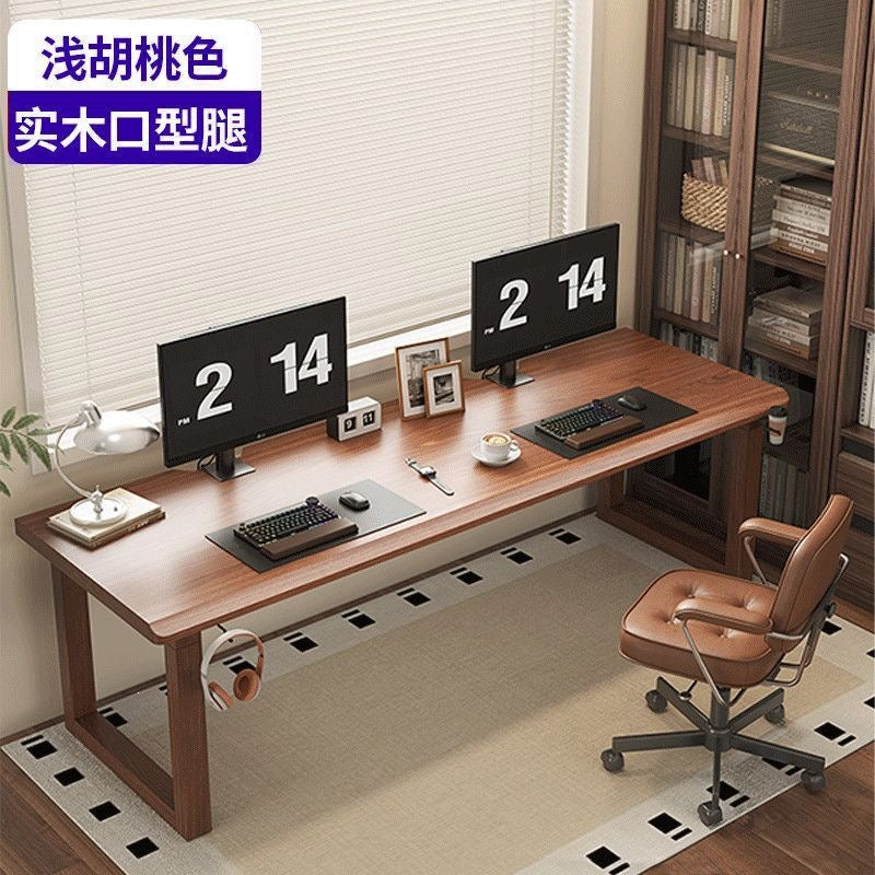 Solid wood large panel computer desk - desktop bedroom home office desk - extended length workstation - double gaming table