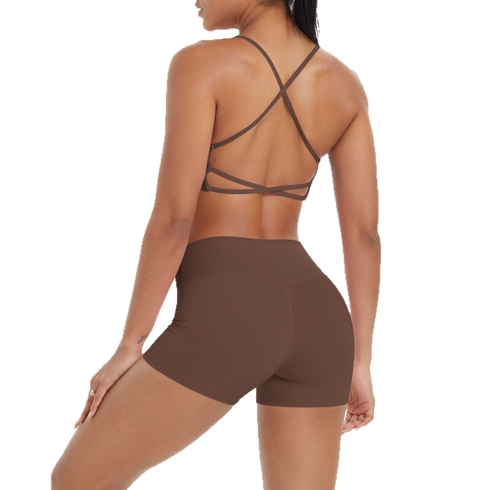 new cloud-soft brushed camisole bra with beautiful back design, casual running fitness butt-lifting shorts, yoga outfit for women