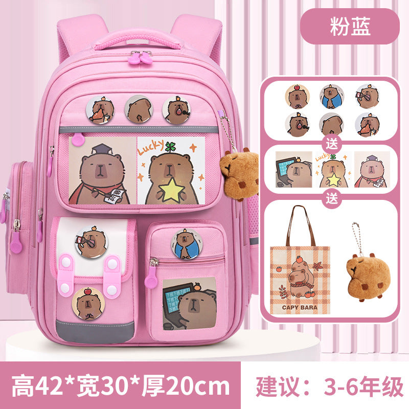 Kapibara new primary school bag, men's and women's 1-3-6 grades, light spine protection, large-capacity children's backpack