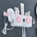 Nordic style multifunctional toothbrush holder set - no drilling required, includes rinse cup, automatic toothpaste dispenser, and toothbrush organizer