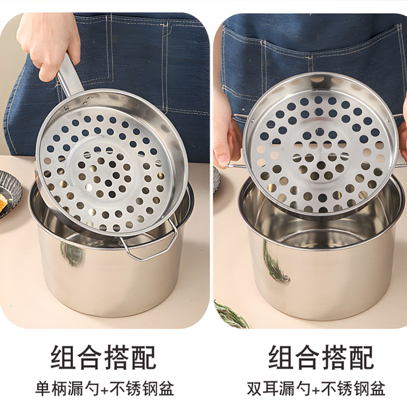 Stainless steel cold shrimp scoop noodle fish colander drain basin kitchen kitchenware cold fish dumpling soup spoon dumpling soup jelly fish colander