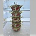 Export cross-mirror factory direct sales enamel high-end five-piece pot set boutique soup pot enamel pot double-ear soup pot
