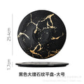 Nordic high-looking desktop flat steak plate with heat-insulating wooden tray creative marble plate manufacturer wholesale