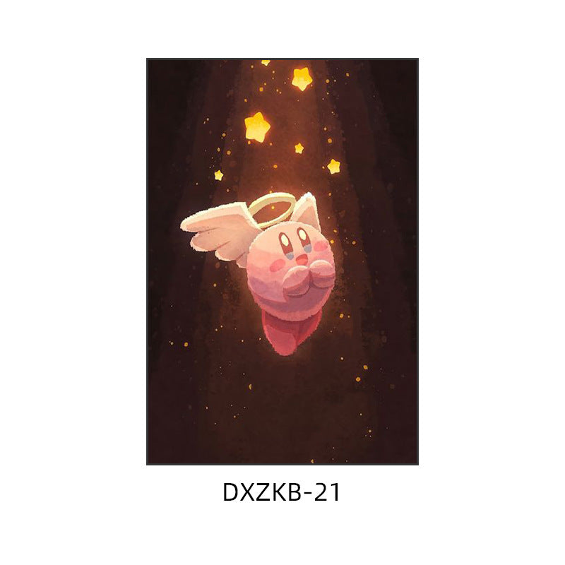 Star Kirby decorative painting pink girl bedroom children's room hanging painting cartoon animation cute princess bedside mural