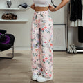 European and american style printed wide-leg jeans for women, spring/summer high-waisted slimming versatile straight-leg floor-length trousers, exclusively for cross-border e-commerce