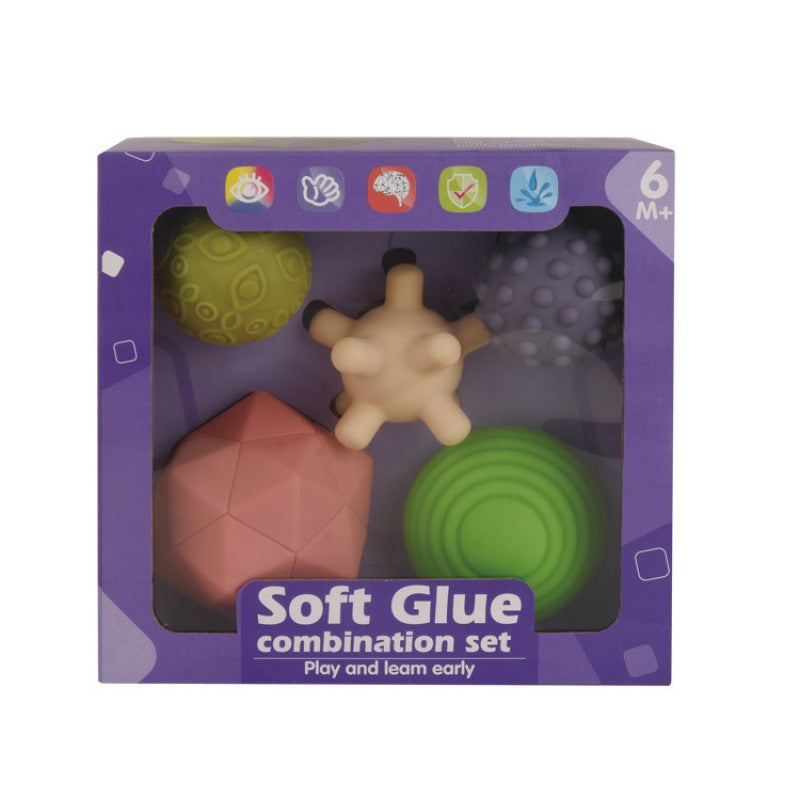 Cross-border amazon soft rubber children's building block infants and young children hands-on brain cognition soft building block toys soft glue synesthesia ball