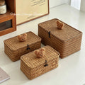 Rattan storage basket desktop storage box cosmetics miscellaneous woven storage basket storage box with lid snack box