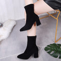 foreign trade 2025 new boots socks boots short boots women's shoes thick heel pointed high heels elastic boots