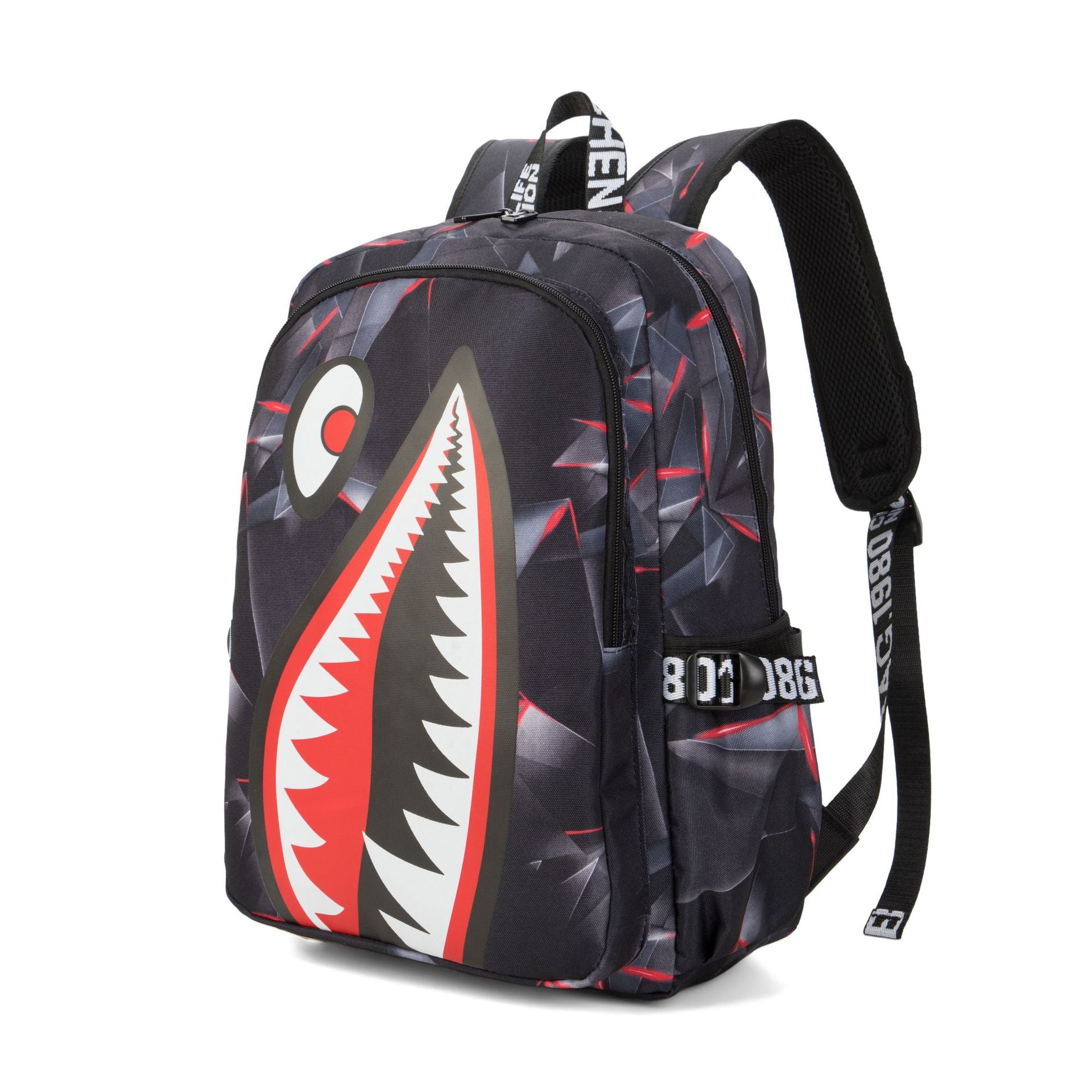 Personalized creative backpack Korean version of teen shark backpack male fashion trend primary and secondary school students campus Harajuku