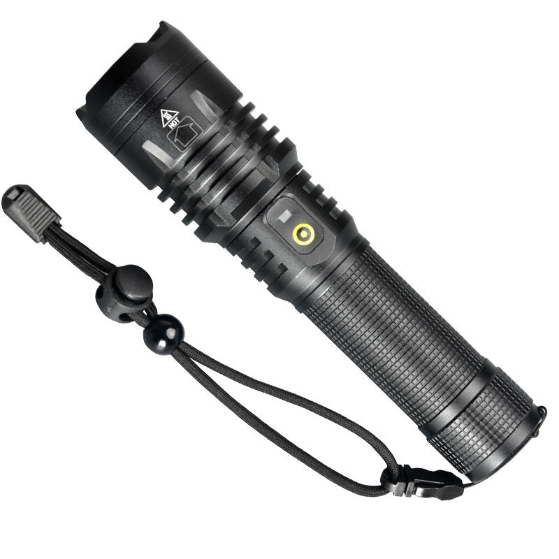 Cross-border new XHP70 strong light flashlight, outdoor USB charging with output zoom remote LED flashlight