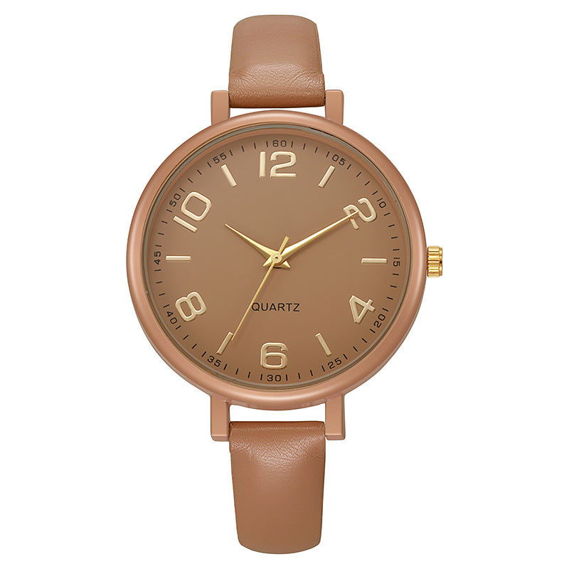 Vintage casual women's thin leather strap watch - elegant, classic, digital-inspired, niche style, student quartz wristwatch