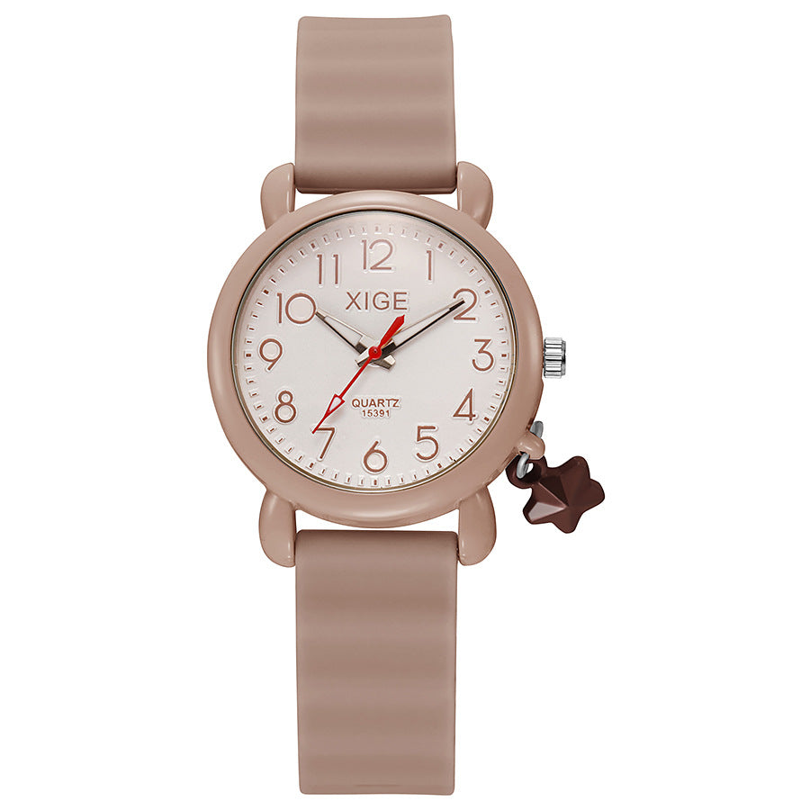 New arrival exam-specific kids quartz watch women's high-looking waterproof student niche style forest style retro women's watch
