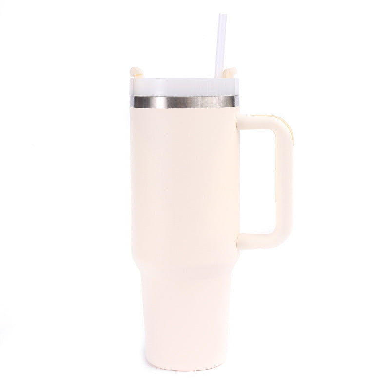 40oz 304 stainless steel large capacity insulated tumbler with handle, vacuum straw, car cup, gift water bottle, business gift