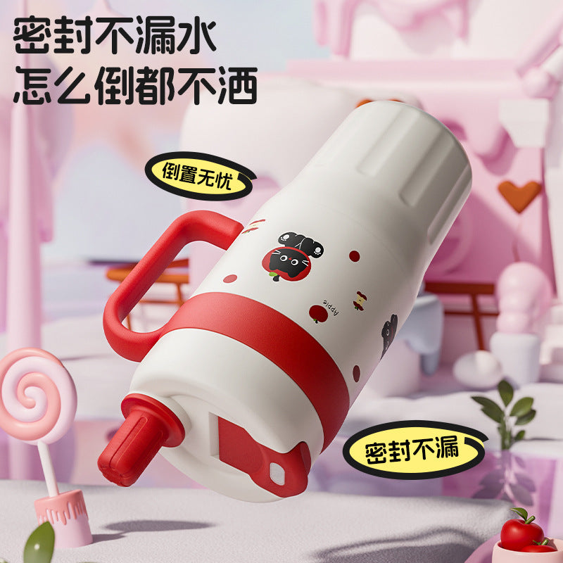 304 stainless steel ice tumbler - large capacity, stylish design for students, straw lid, cute handle, portable cup