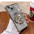 Suitable for apple 17pro mobile phone case, four-corner water ripple glitter mirror magnetic holder iphone16 protective cover