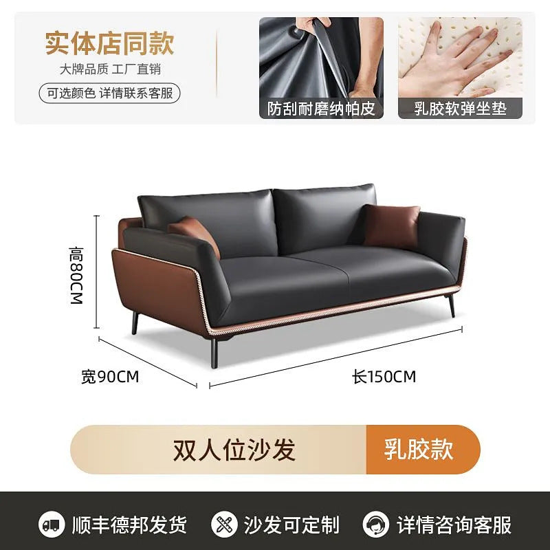 Office reception sofa set - modern minimalist sofa, coffee table, and three-seater suite for business reception areas