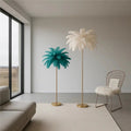 Ostrich feather floor lamp - instagrammable white feather lamp - nordic style living room standing lamp - girly bedroom bedside lamp