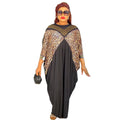 Hot diamond urban casual round neck dress african  women's clothing fat plus size leopard print long robe