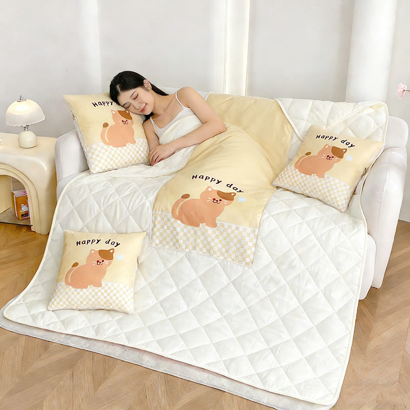 Cartoon pillow quilt dual-purpose pillow lunch break cushion dormitory office cushion single brushed air-conditioning pillow quilt