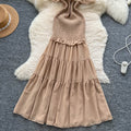 French goddess style one-shoulder ruffle trim spliced dress - slim fit, figure-flattering, elegant vacation maxi dress