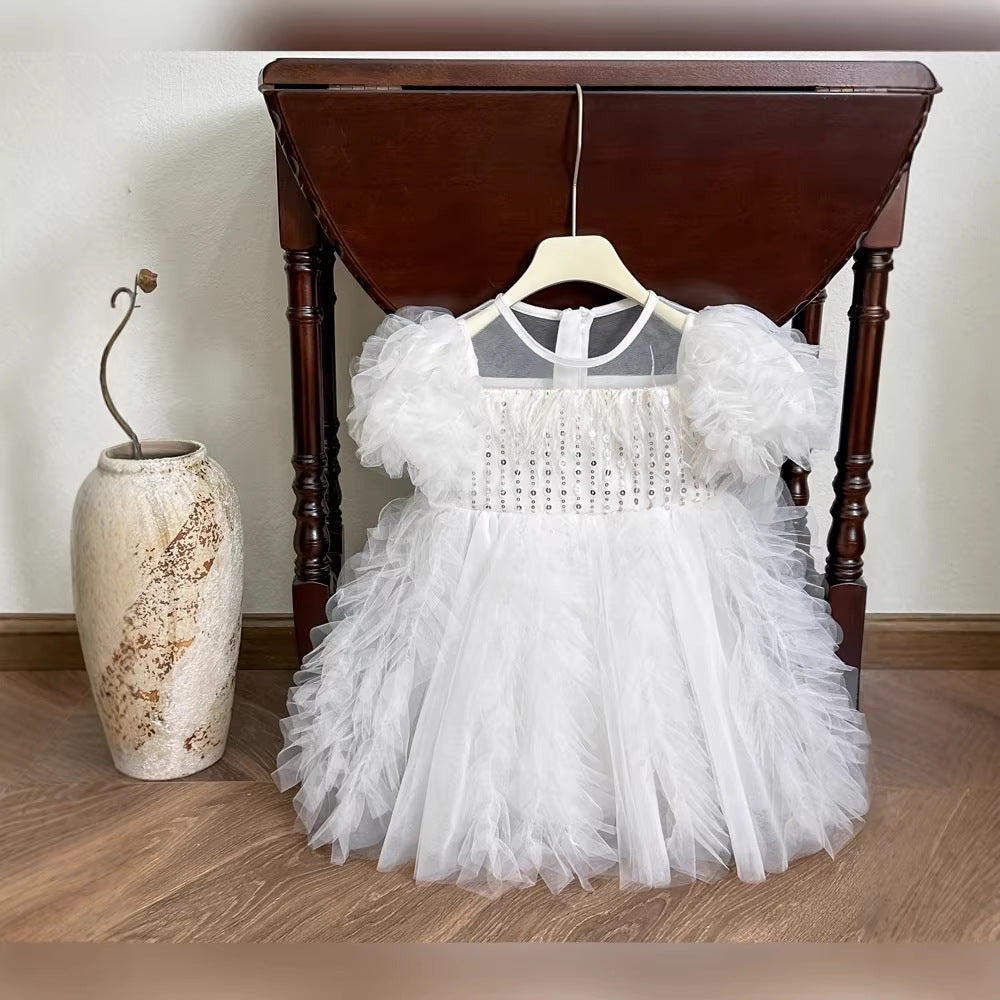 Girls' lantern sleeve short-sleeve dress -  summer new arrival - bubble sleeve princess dress - summer collection