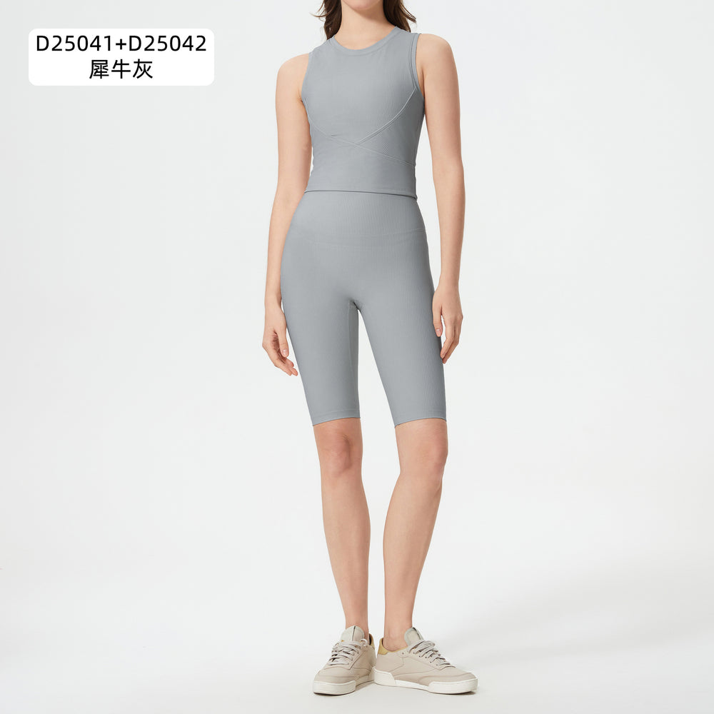 Naked slimming shaping with breast pad sports vest women's no embarrassment line high waist hip lifting fitness yoga pants suit