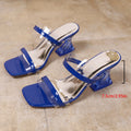 Export square toe transparent strap fashion high heels 2026 summer new arrivalplus size special-shaped heel elegant sandals and slippers for women 43