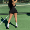 Casual slim-fit sports tank top and skort two-piece set -  european & american fashion, sexy solid color tennis style