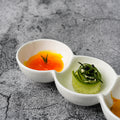Ceramic divided dipping dish three grids japanese and korean barbecue seasoning dish snack dish creative hot pot seasoning vinegar dish dish