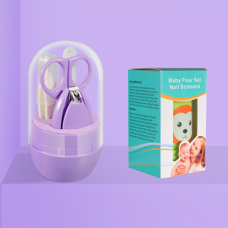 English Boxed Baby Nail Scissors Set Baby Manicure Clipper 4-piece Set Anti-Clip Nail Clipper Manicure Tool
