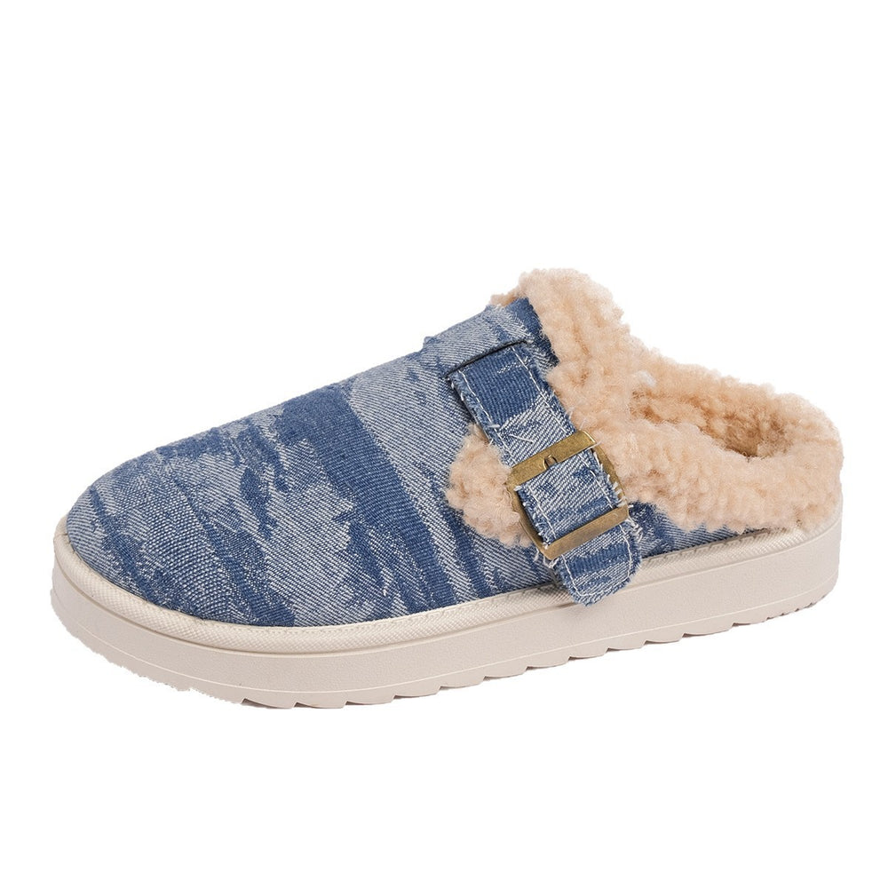plus sizefleece-linedthickened fur slippers for women fall and winternew arrivalheattech one-leg thick-soled cotton camel shoes batch