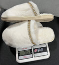 New instrendy baotou diamond strip fur slippers for women, home flatsheattech cotton slippers for women, wholesale cross-border slippers