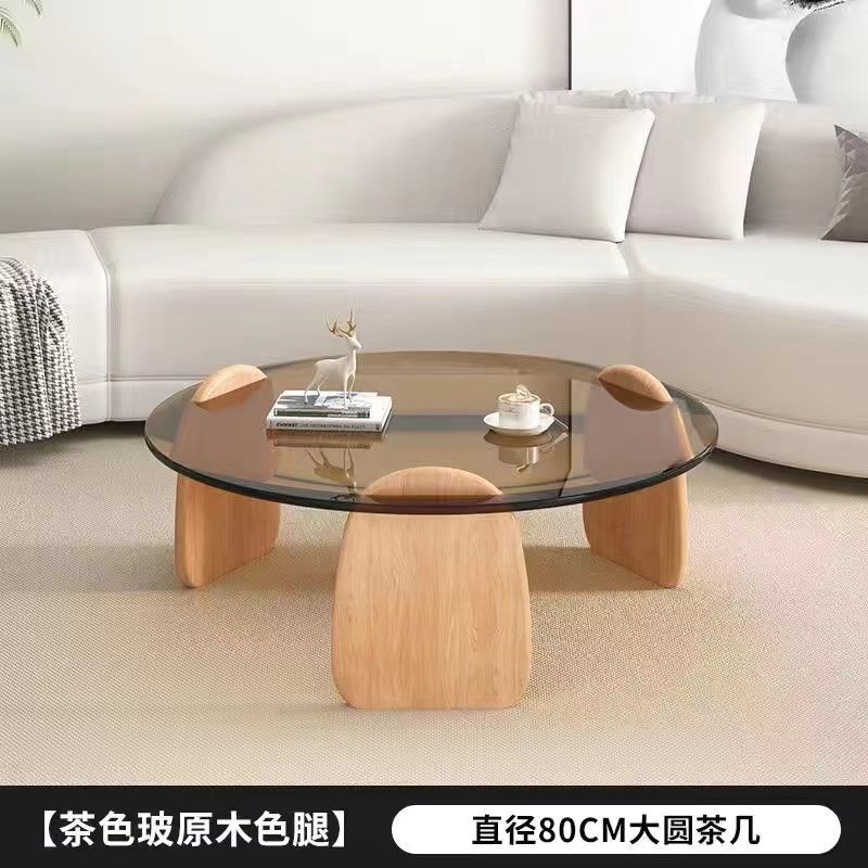 Tempered glass coffee table living room home round combination nordic popular style light luxury italian minimalist tea table small apartment