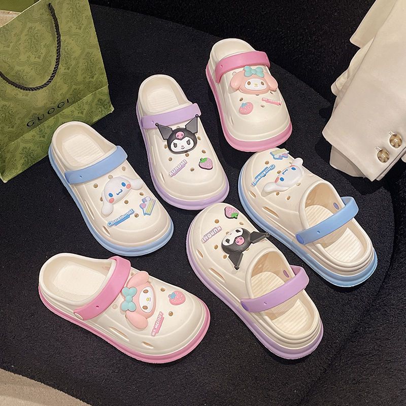 2025new arrival shit-stepping clogs for women outwearsummercutepopularthick sole nurse beach two-wear toe-cap slippers
