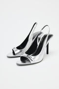 Za's 2025 spring new arrivals: burgundy and black women's patent leather peep-toe pumps with buckled ankle strap and stiletto heel