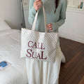 Casual and lazy style letterprintingsatchel bag koreanniche style polka dot canvas bag large capacity work clothing tote bag