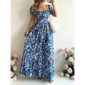 code new arrival  original women's square collar puff sleeves floralsprinting waist a-line skirt